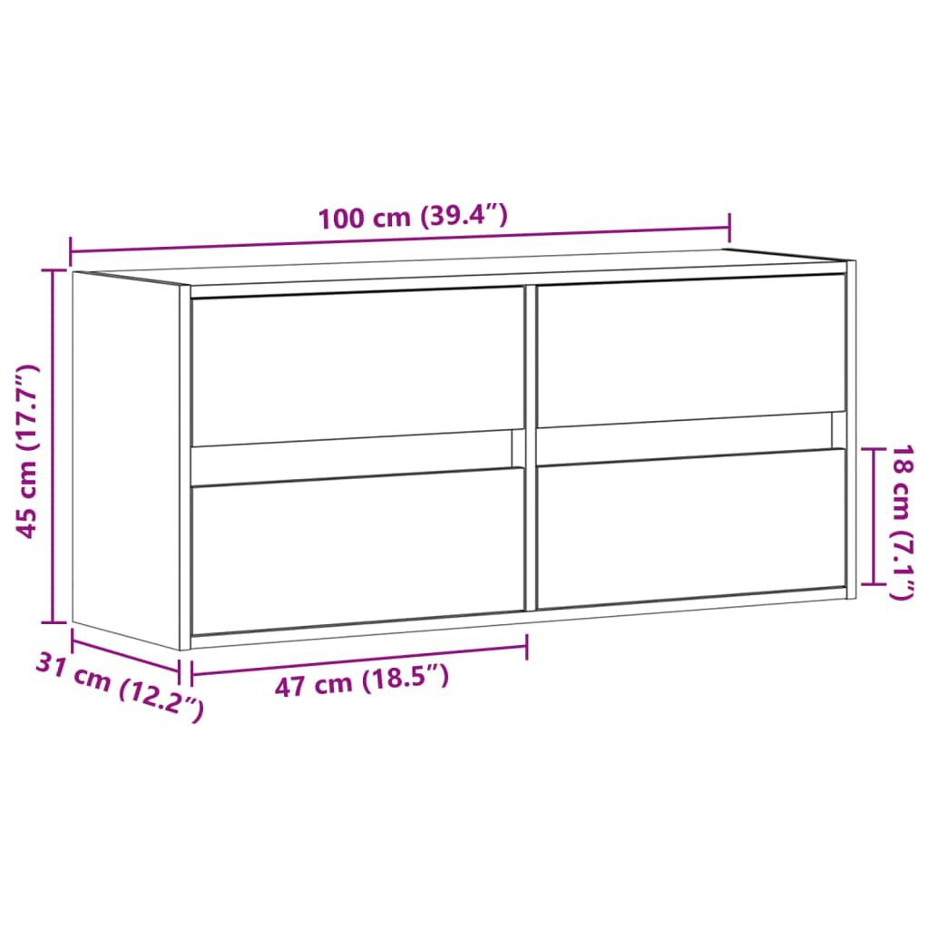 vidaXL Έπιπλο Τοίχου Τηλεόρασης με LED Sonoma Δρυς 100x31x45 εκ.
