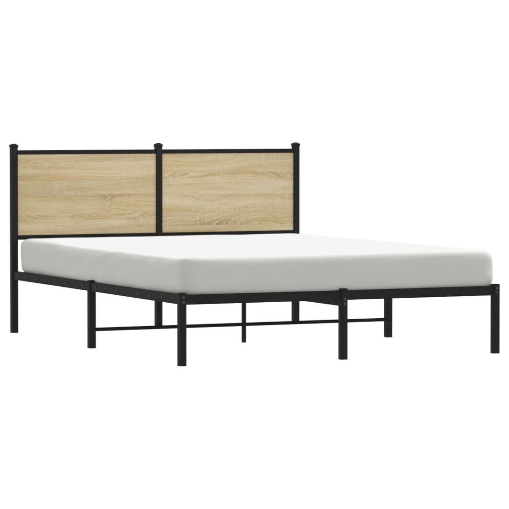 vidaXL Σκελετός Κρεβ. Χωρίς Στρώμα Sonoma Δρυς 150x200 εκ. Μεταλλικό
