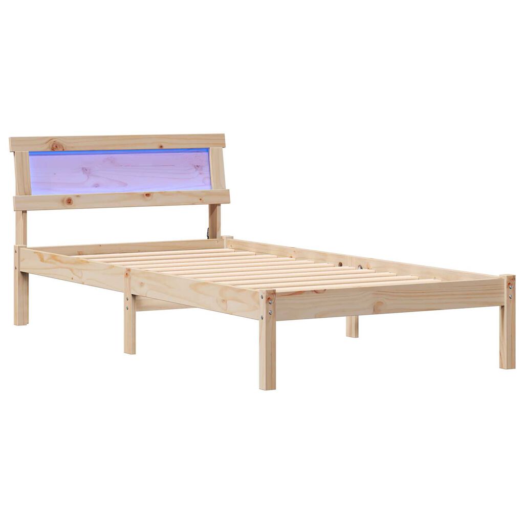 vidaXL Σκελετός Κρεβατιού Καφέ 90 x 190 cm Συμπαγές ξύλο πεύκου