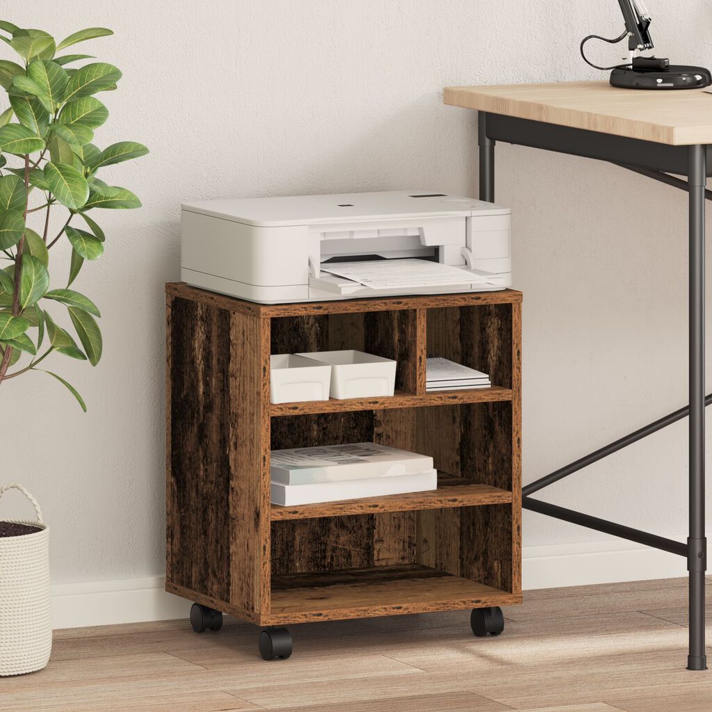 vidaXL Ράφι Εκτυπωτή με Ρόδες Παλιό Ξύλο 41x32x48 εκ
