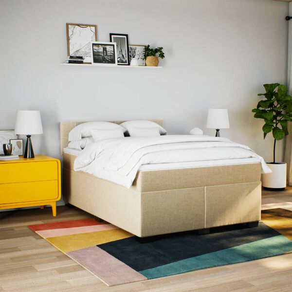 vidaXL &Kappa;&rho;&epsilon;&beta;ά&tau;&iota; Boxspring &mu;&epsilon; &Sigma;&tau;&rho;ώ&mu;&alpha; &Kappa;&rho;&epsilon;&mu; 160x200 &epsilon;&kappa;. &Upsilon;&phi;&alpha;&sigma;&mu;ά&tau;&iota;&nu;&omicron;
