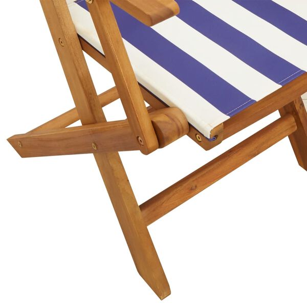 vidaXL Καρέκλες Κήπου 2τεμ. Μπλε / Λευκό Μασίφ Ακακία & Ύφασμα