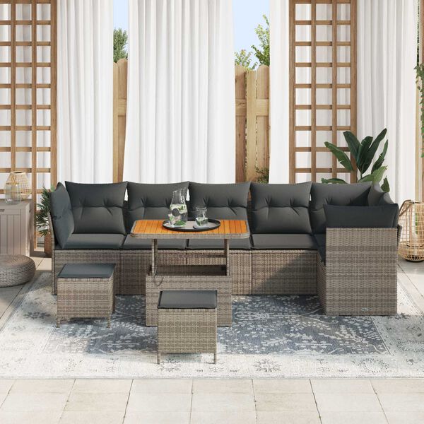 vidaXL Σετ Καναπέ Κήπου 9 pcs Γκρι συνθετικό ρατάν