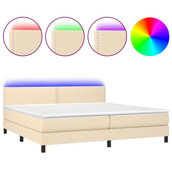 vidaXL &Kappa;&rho;&epsilon;&beta;ά&tau;&iota; Boxspring &mu;&epsilon; &Sigma;&tau;&rho;ώ&mu;&alpha; & LED &Kappa;&rho;&epsilon;&mu; 200x200 &epsilon;&kappa;. &Upsilon;&phi;&alpha;&sigma;&mu;ά&tau;&iota;&nu;&omicron;