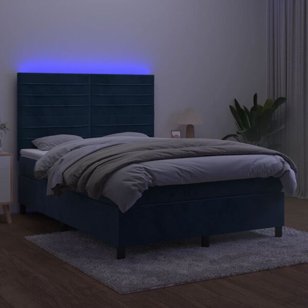 vidaXL &Kappa;&rho;&epsilon;&beta;ά&tau;&iota; Boxspring &mu;&epsilon; &Sigma;&tau;&rho;ώ&mu;&alpha; & LED &Sigma;&kappa;. &Mu;&pi;&lambda;&epsilon; 140x190&epsilon;&kappa;. &Beta;&epsilon;&lambda;&omicron;ύ&delta;&iota;&nu;&omicron;