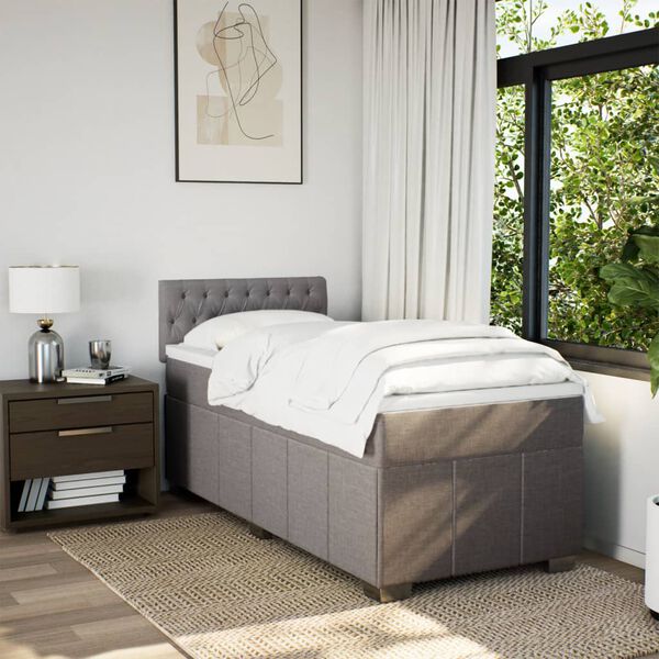 vidaXL &Kappa;&rho;&epsilon;&beta;ά&tau;&iota; Boxspring &mu;&epsilon; &Sigma;&tau;&rho;ώ&mu;&alpha; Taupe 80x200 &epsilon;&kappa;. &Upsilon;&phi;&alpha;&sigma;&mu;ά&tau;&iota;&nu;&omicron;