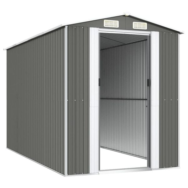 vidaXL Αποθήκη Κήπου Ανοιχτό γκρι 192x357x223 εκ. Γαλβανισμένο Ατσάλι