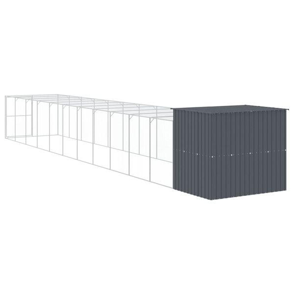vidaXL Σπιτάκι Σκύλου με Αυλή Ανθρακί 214x1273x181 εκ. Γαλβαν. Χάλυβας