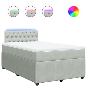 vidaXL Κρεβάτι Boxspring με Στρώμα Ανοιχτό Γκρι 120x190 εκ. Βελούδινο