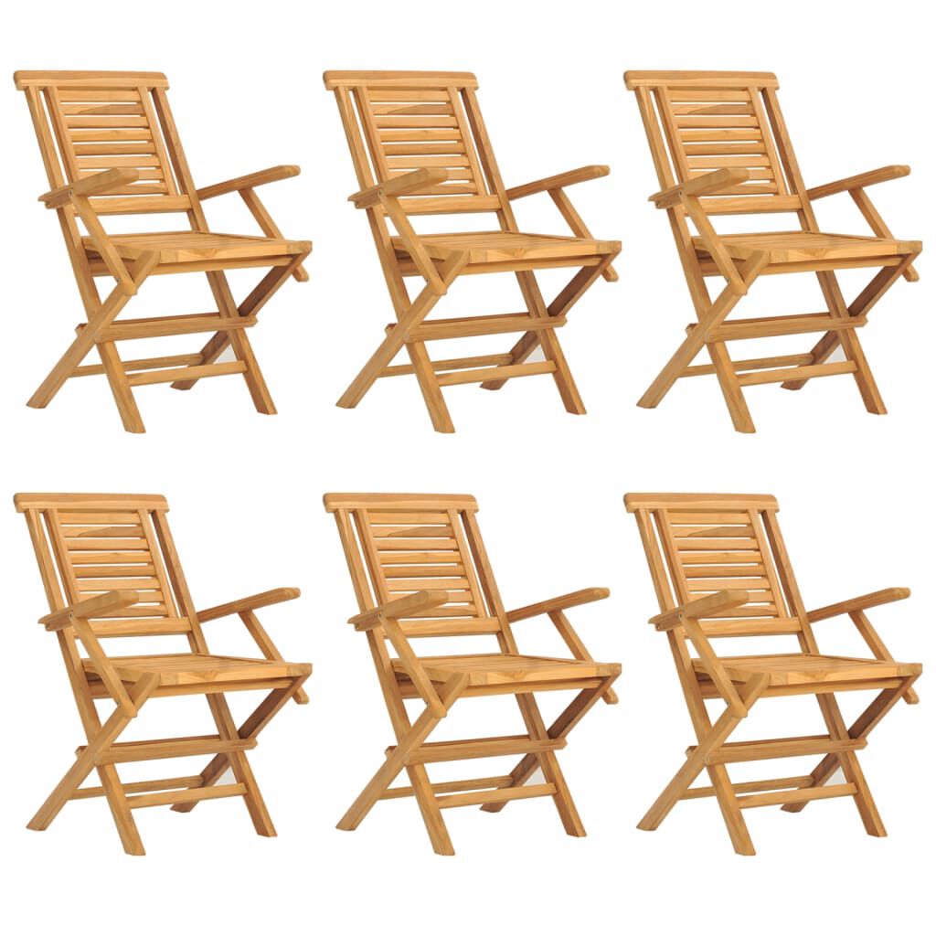 vidaXL Καρέκλες Κήπου Πτυσσόμενες 6 τεμ. 56x63x90 εκ. Μασίφ Ξύλο Teak