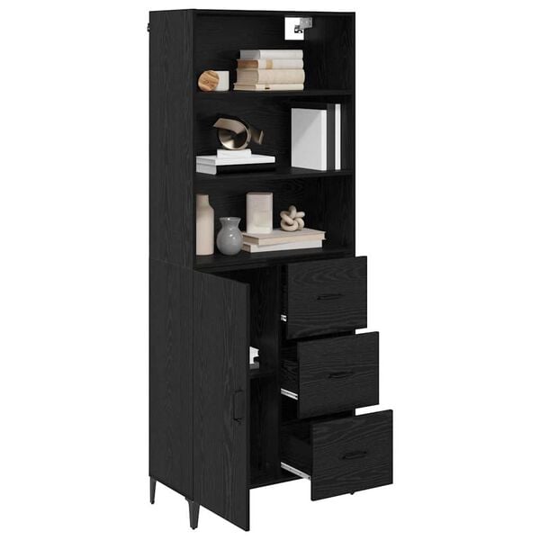 vidaXL Highboard &Mu;&alpha;ύ&rho;&eta; &Omicron;&xi;&upsilon;ά 69,5 x 34 x 180 &epsilon;&kappa;. &Epsilon;&pi;&epsilon;&xi;&epsilon;&rho;&gamma;&alpha;&sigma;&mu;έ&nu;&omicron; &xi;ύ&lambda;&omicron;