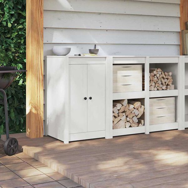vidaXL Πόρτα κουζίνας με πόρτα Λευκό 50 x 9 x 82 εκ Μασίφ ξύλο πεύκου