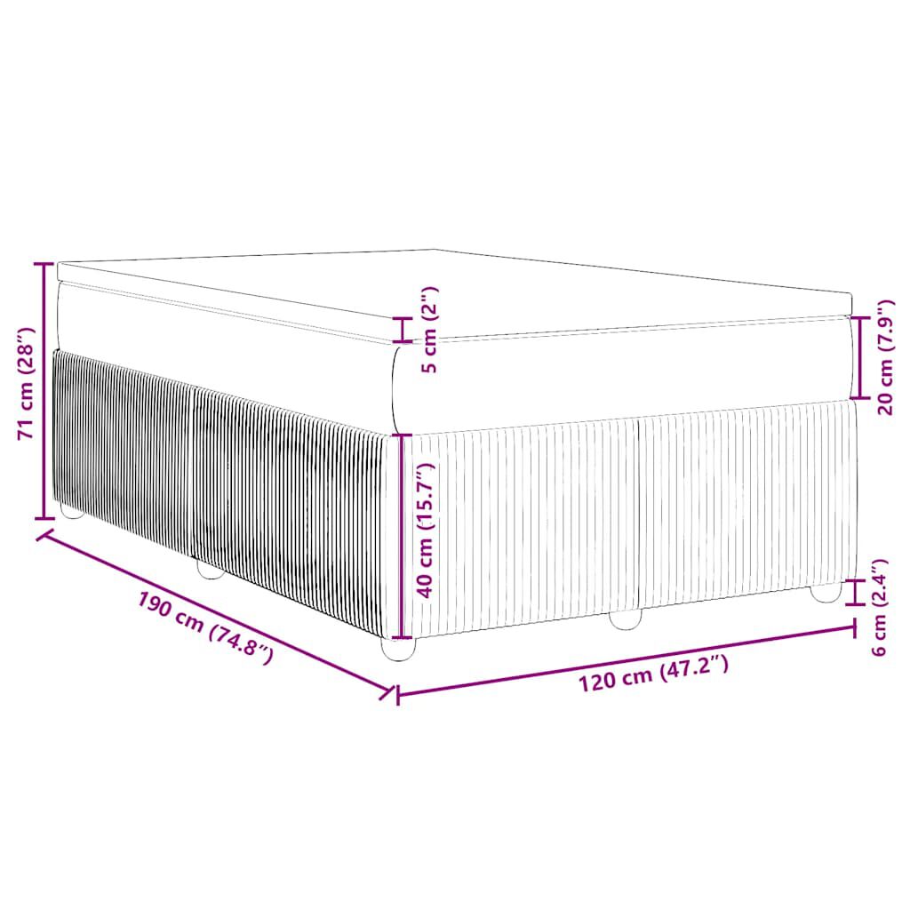 vidaXL Κρεβάτι Boxspring με Στρώμα Σκούρο Πράσινο 120x190εκ. Βελούδινο