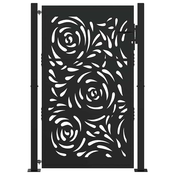 vidaXL Πύλη κήπου Μαύρη 105x155 cm Ατσάλινη φλόγα σχεδιασμού