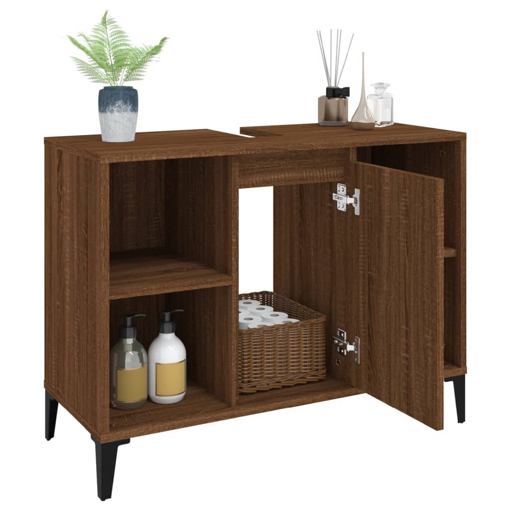vidaXL Ντουλάπι Νιπτήρα Καφέ Δρυς 80 x 33 x 60 εκ. Επεξεργασμένο Ξύλο