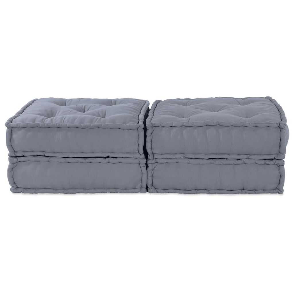 vidaXL Πολυθρόνα Pouffe 2 Θέσεων Modular Μετατρέψιμη Γκρι Υφάσματος