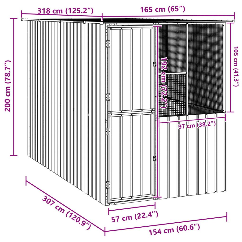 Κλουβί Πουλιών vidaXL Ανθρακί 215x78x200 εκ Γαλβανισμένο Ατσάλι