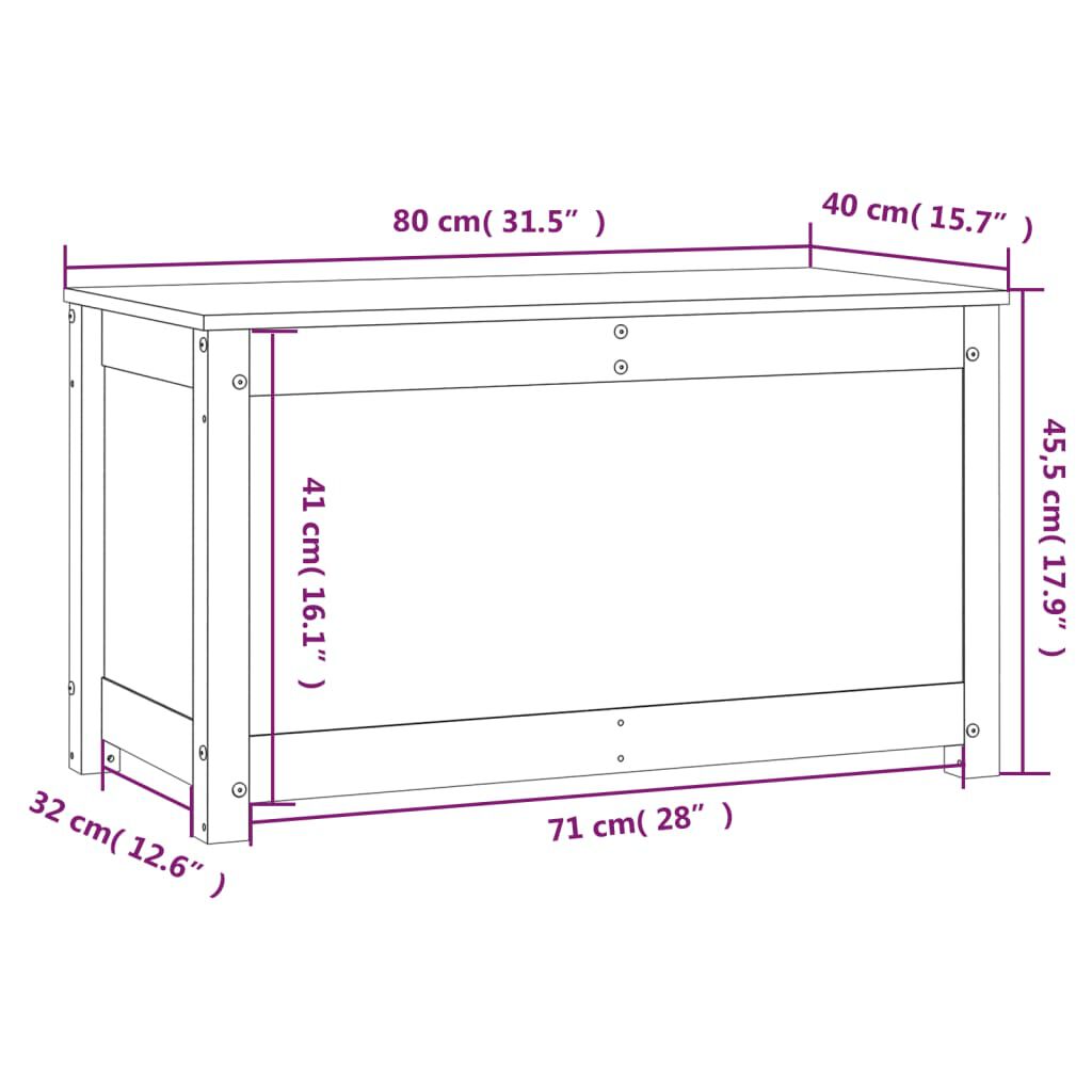 vidaXL Κουτί Αποθήκευσης 80 x 40 x 45,5 εκ από Μασίφ Ξύλο Πεύκου