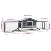 vidaXL Κλουβί Κουνελιών Γκρι 310x70x87 εκ. Μασίφ Ξύλο Πεύκου/Ελάτης