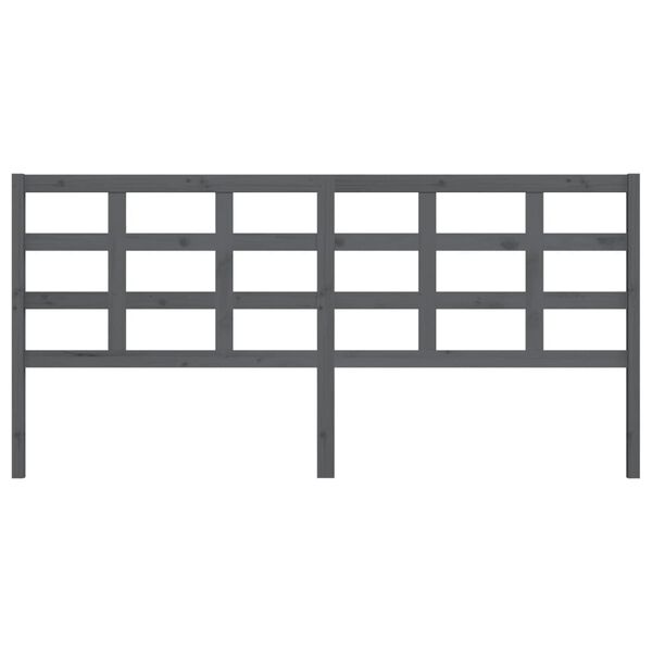 vidaXL Κεφαλάρι Κρεβατιού Γκρι 205,5x4x100 εκ. από Μασίφ Ξύλο Πεύκου