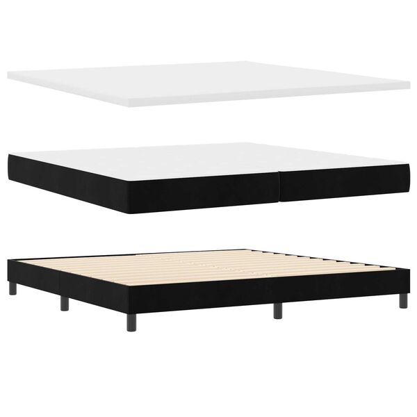 vidaXL Κρεβάτι με ελατήρια με στρώμα Μαύρο 200 x 200 cm Βελούδο