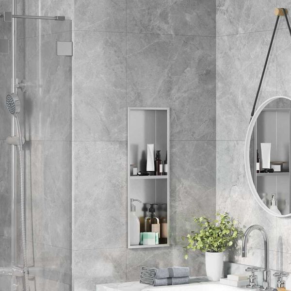 vidaXL Νίτσα Μπάνιου Ασημί 60 x 20 x 9.5 εκ Ανοξείδωτο ατσάλι
