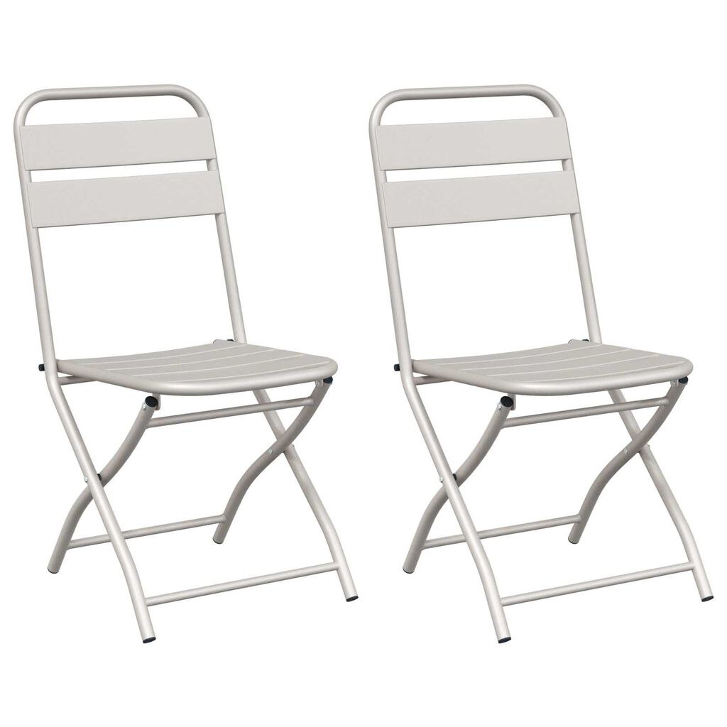 vidaXL Πτυσσόμενες Καρέκλες Κήπου 2 τμχ Μπεζ 42x52x82 εκ Χάλυβας με Επίστρωση Πούδρας