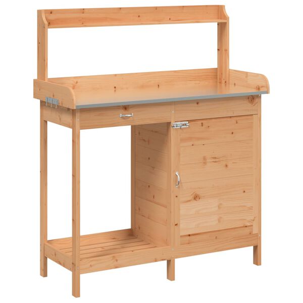 vidaXL Τραπέζι για Γλάστρες+Ντουλάπι Καφέ 110,5x45x124,5εκ Μασίφ Ελάτη