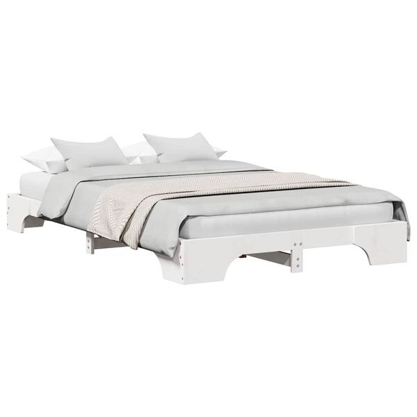 vidaXL Σκελετός Κρεβατιού Λευκό 197 x 127 x 17 εκ. Μασίφ ξύλο πεύκου