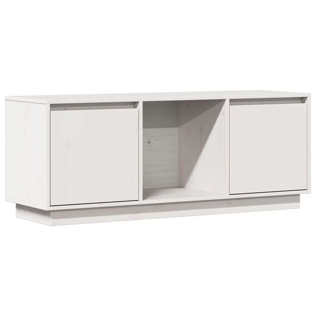 vidaXL Έπιπλο Τηλεόρασης Λευκό 110,5x35x44 εκ. από Μασίφ Ξύλο Πεύκου