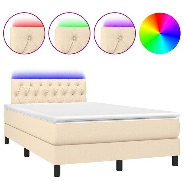 vidaXL &Kappa;&rho;&epsilon;&beta;ά&tau;&iota; Boxspring &mu;&epsilon; &Sigma;&tau;&rho;ώ&mu;&alpha; & LED &Kappa;&rho;&epsilon;&mu; 120x190 &epsilon;&kappa;. &Upsilon;&phi;&alpha;&sigma;&mu;ά&tau;&iota;&nu;&omicron;
