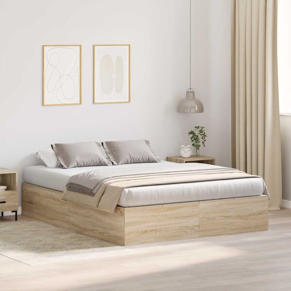 Κρεβάτι αποθήκευσης vidaXL Sonoma Oak 135x190 εκ