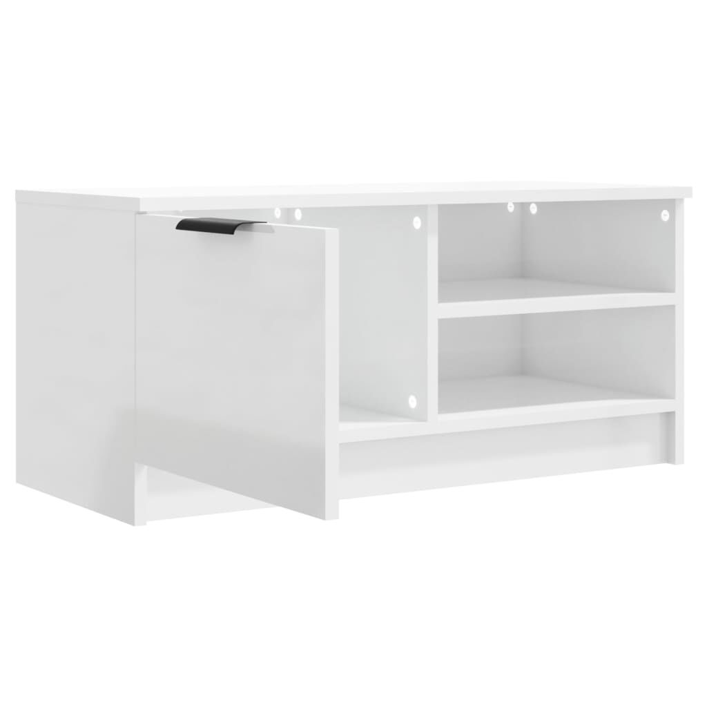 vidaXL Έπιπλο Τηλεόρασης Γυαλ. Λευκό 80x35x36,5 εκ. Επεξεργασμένο Ξύλο