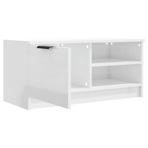 vidaXL Έπιπλο Τηλεόρασης Γυαλ. Λευκό 80x35x36,5 εκ. Επεξεργασμένο Ξύλο