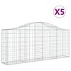 vidaXL Συρματοκιβώτια Τοξωτά 5 τεμ. 200x30x80/100 εκ. Γαλβαν. Ατσάλι