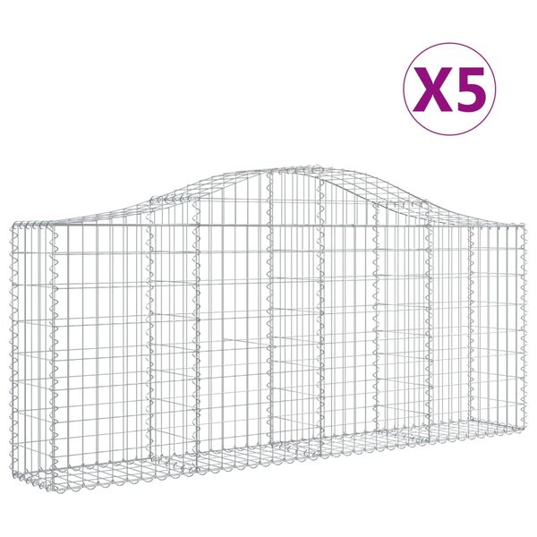 vidaXL Συρματοκιβώτια Τοξωτά 5 τεμ. 200x30x80/100 εκ. Γαλβαν. Ατσάλι