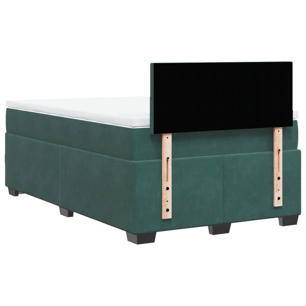 vidaXL Κρεβάτι Boxspring με Στρώμα Σκούρο Πράσινο 120x190εκ. Βελούδινο