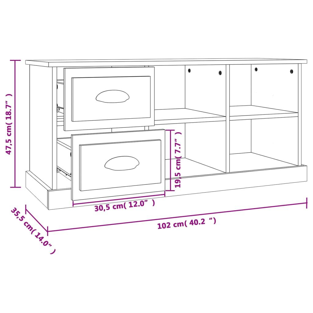vidaXL Έπιπλο Τηλεόρασης Γκρι Sonoma 102x35,5x47,5 εκ. Επεξεργ. Ξύλο