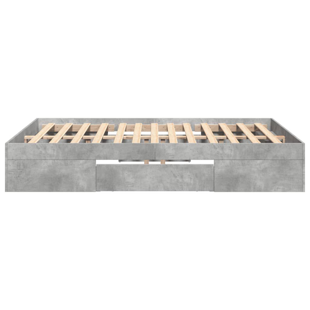 vidaXL Πλαίσιο Κρεβατιού Γκρι Σκυροδέματος 120x190 εκ. Επεξεργ. Ξύλο