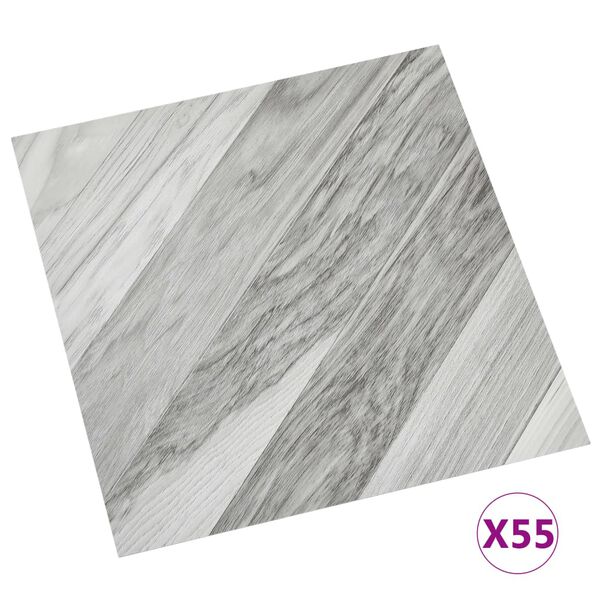 vidaXL Δάπεδο Αυτοκόλλητο Ριγέ Γκρι 55 τεμ. 5,11 μ² από PVC