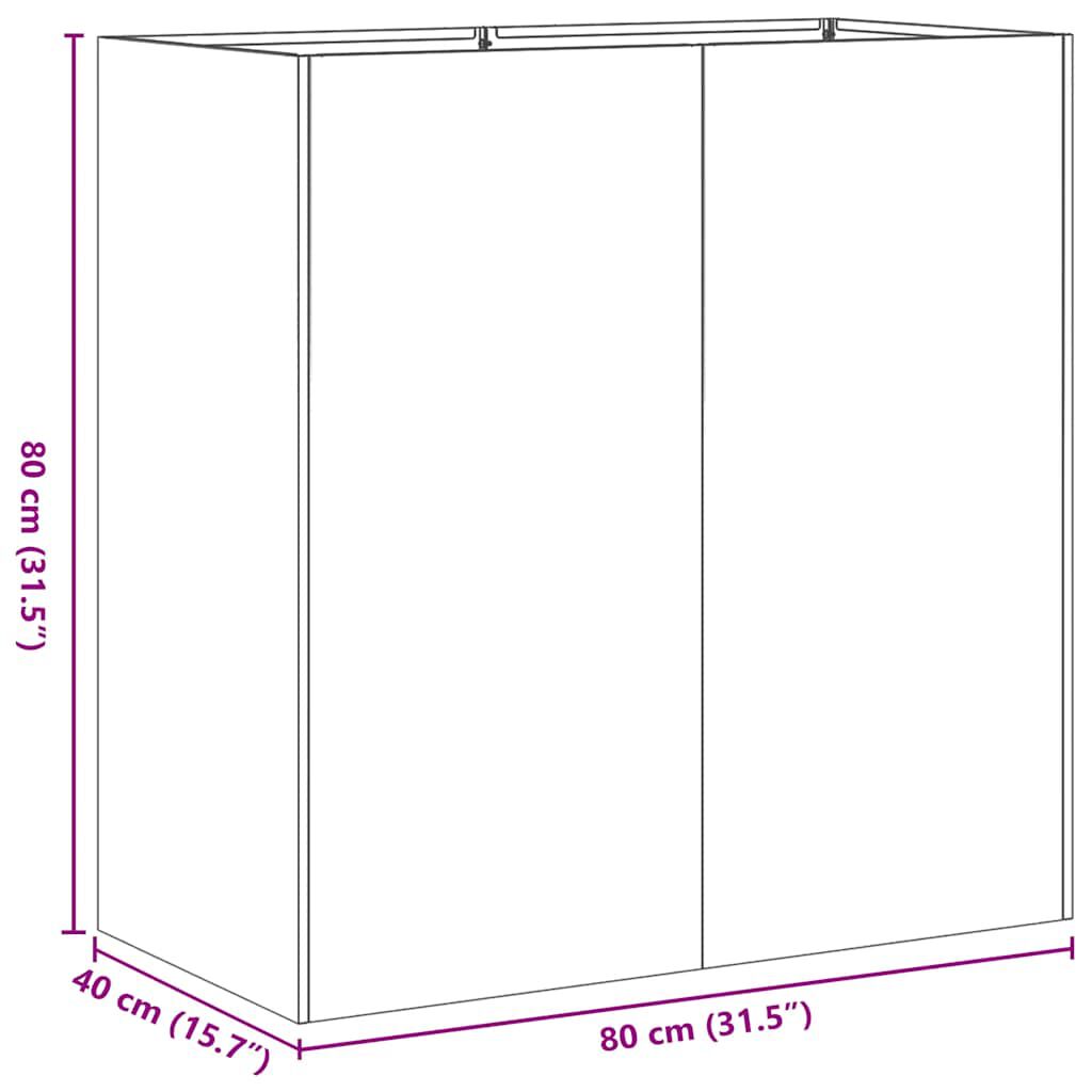 vidaXL Ζαρντινιέρα Σκουριασμένο 80x40x80εκ. Ατσάλι Σκληρυθέν στον Αέρα