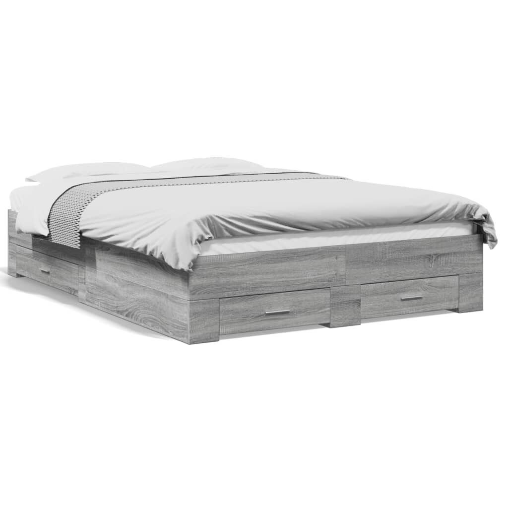 vidaXL Πλαίσιο Κρεβατιού με συρτάρια Γκρι sonoma 120x190εκ. Επεξ. Ξύλο
