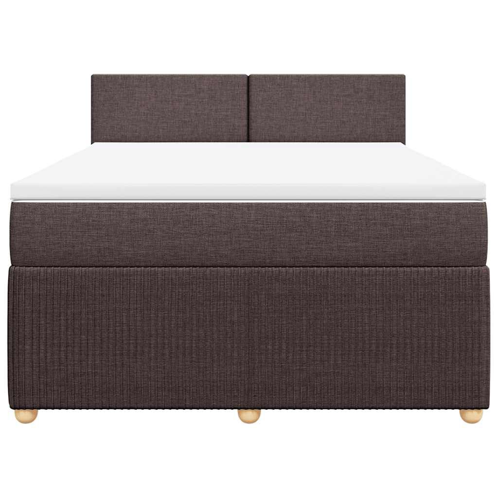 vidaXL Κρεβάτι Boxspring με Στρώμα Σκούρο Καφέ 160x200 εκ Υφασμάτινο