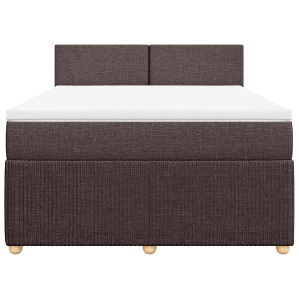 vidaXL Κρεβάτι Boxspring με Στρώμα Σκούρο Καφέ 160x200 εκ Υφασμάτινο