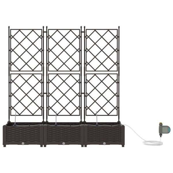 vidaXL Γλάστρες Κήπου 1 τεμ Καφασωτό Καφέ 120 x 40 x 126 cm Πλαστικό
