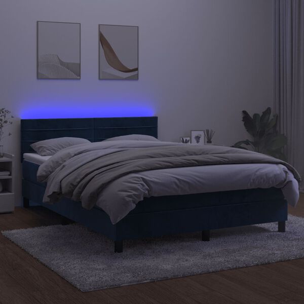 vidaXL &Kappa;&rho;&epsilon;&beta;ά&tau;&iota; Boxspring &mu;&epsilon; &Sigma;&tau;&rho;ώ&mu;&alpha; & LED &Sigma;&kappa;. &Mu;&pi;&lambda;&epsilon; 140x200&epsilon;&kappa;. &Beta;&epsilon;&lambda;&omicron;ύ&delta;&iota;&nu;&omicron;