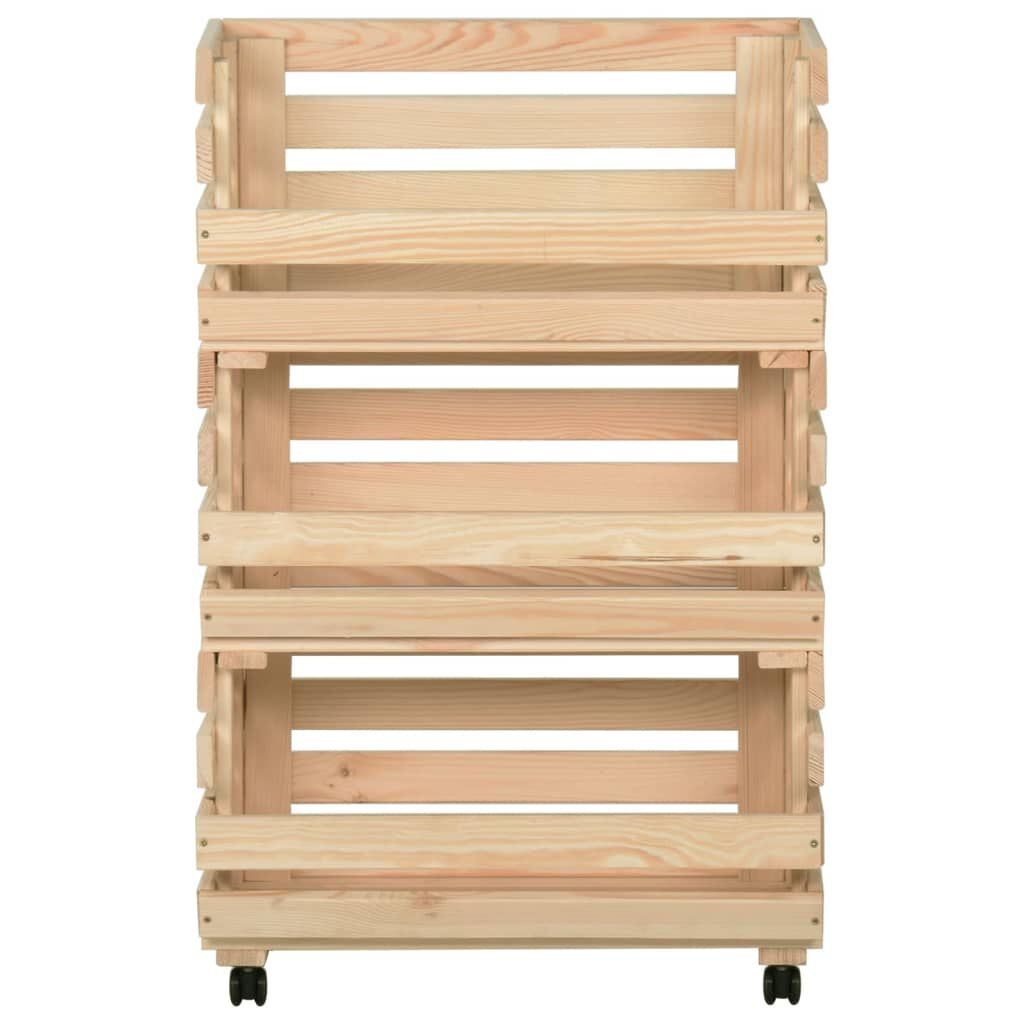 vidaXL Τρόλεϊ Λαχανικών 37 x 30 x 80 εκ. από Μασίφ Ξύλο Πεύκου