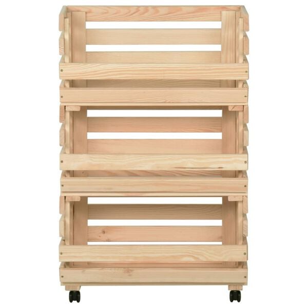 vidaXL Τρόλεϊ Λαχανικών 37 x 30 x 80 εκ. από Μασίφ Ξύλο Πεύκου