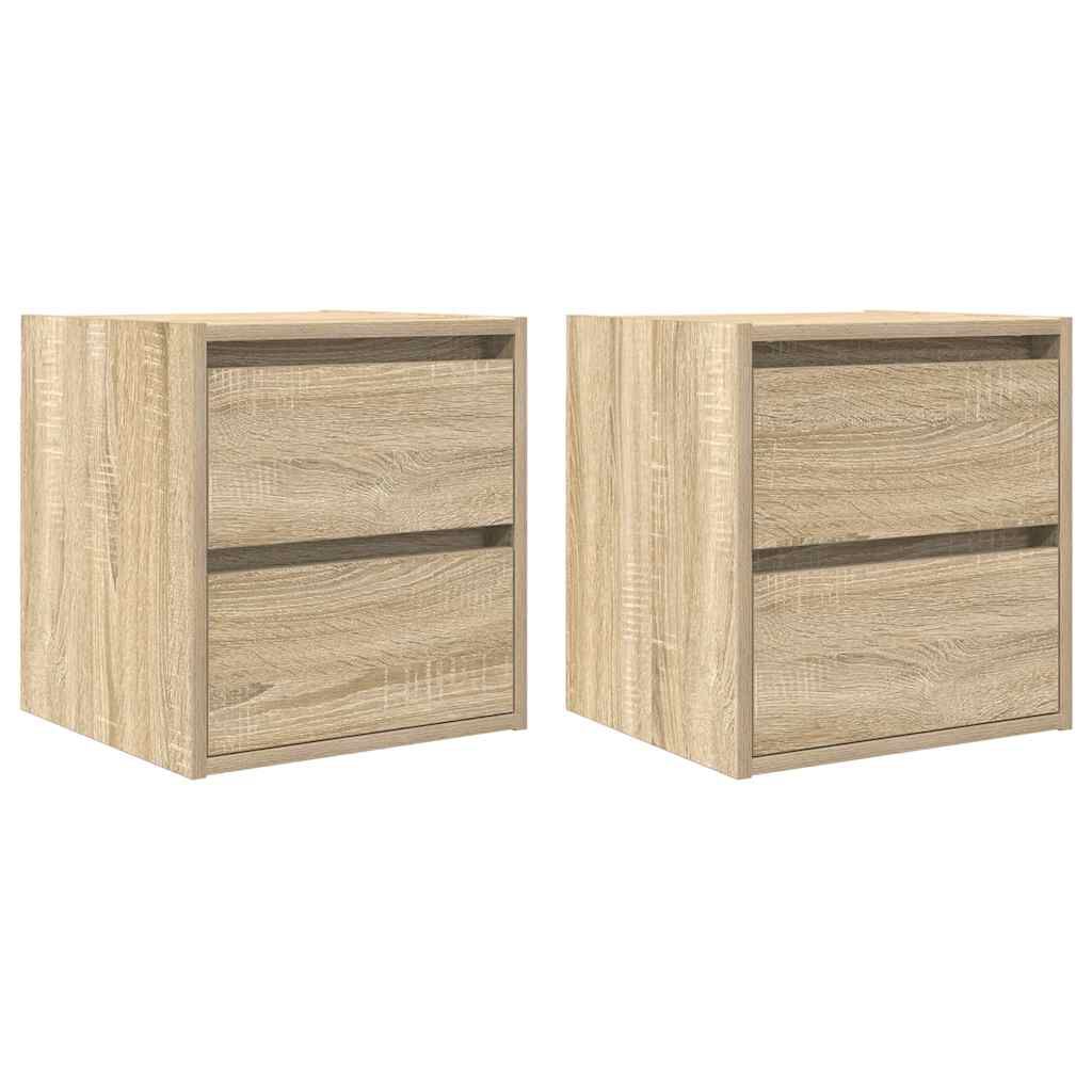 vidaXL Κομοδίνα Επιτοίχια 2 τεμ. Sonoma Δρυς 38x34x40 εκ.