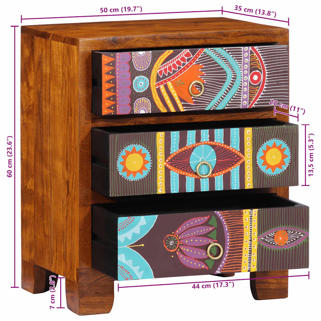 vidaXL Sideboard Πολύχρωμο 50x35x60 μασίφ ξύλο ακακίας